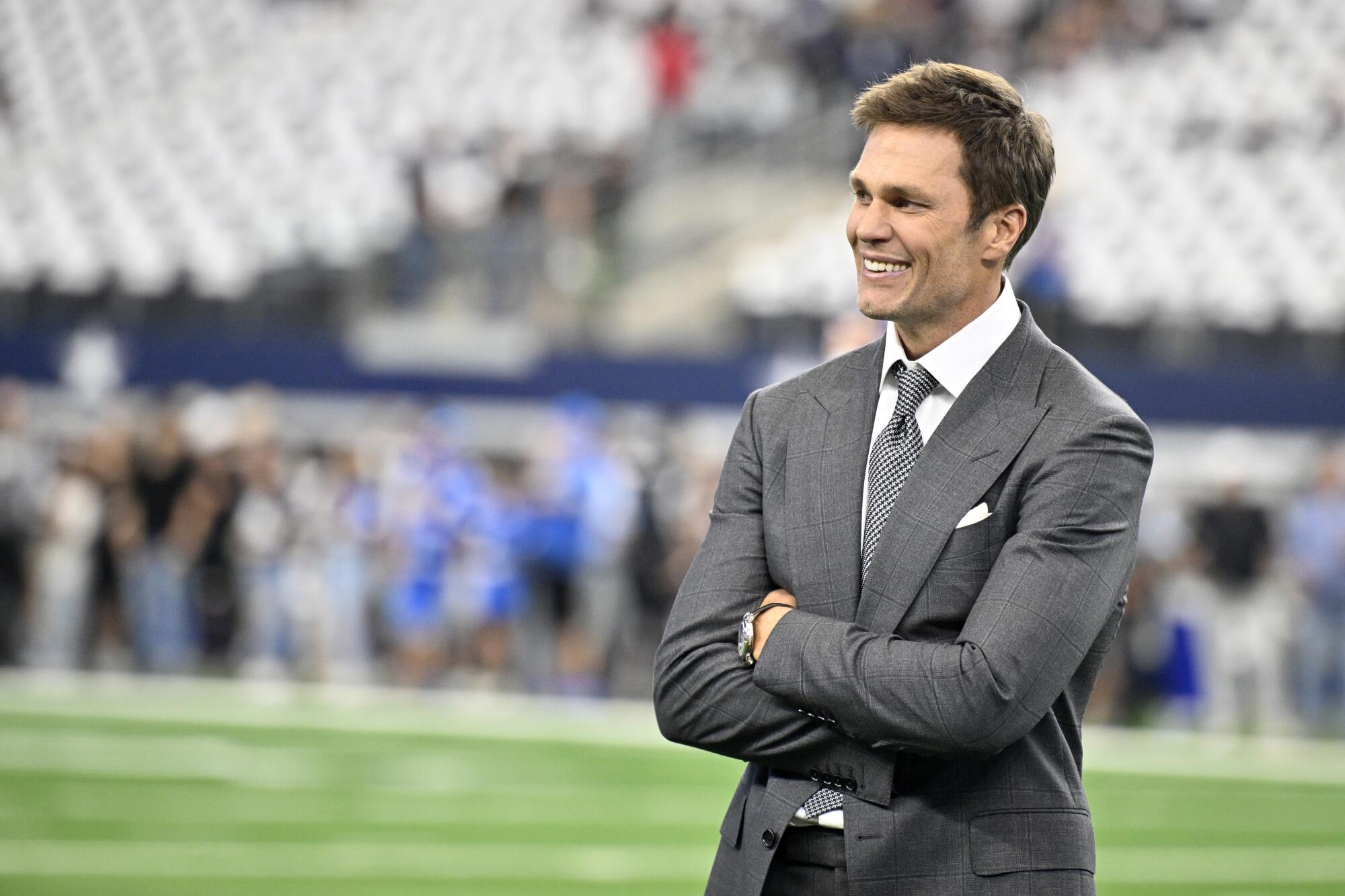 Tom Brady in the Fox Sports broadcast booth